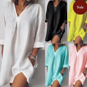 Casual V-Neck Long Sleeve Linen Blouse!